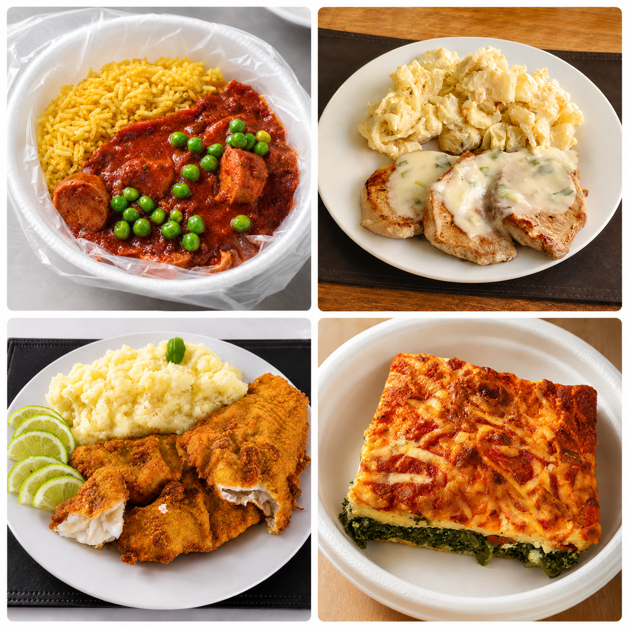 Wok de fideos, pollo y quiche del menú semanal de Viandísima